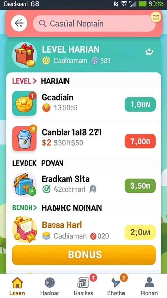 Level menantang dengan rintangan kreatif.